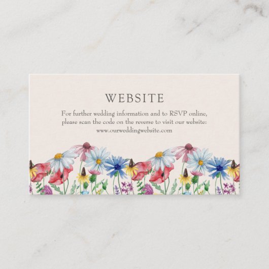 Wildblume Wedding Website Online UAWG QR Code Begleitkarte (Vorderseite)