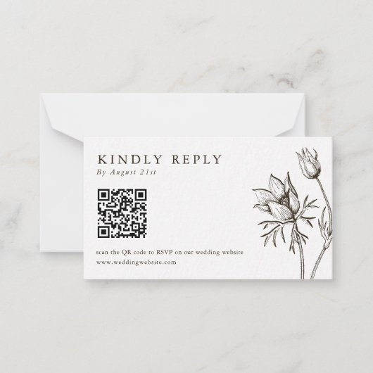 Wildblume Wedding Website QR Code RSVP Cards Mitteilungskarte (Vorderseite)