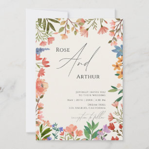 Wildblume Wedding Whimsical Minimalistisch Einladung