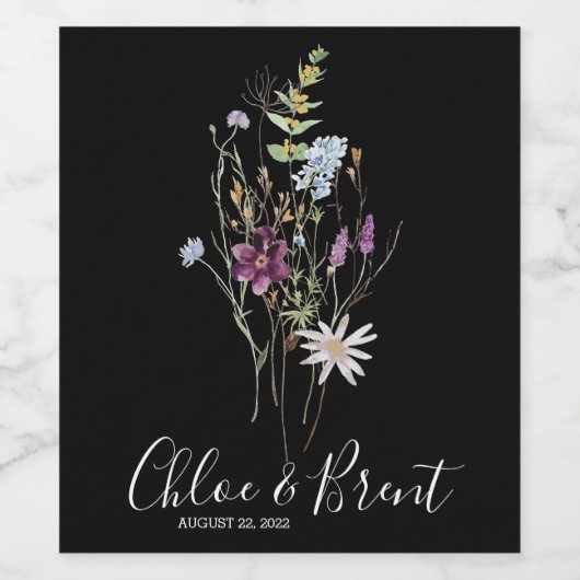 Wildblume Wedding Wine Bottle Label Weinetikett (Einzelnes Label)