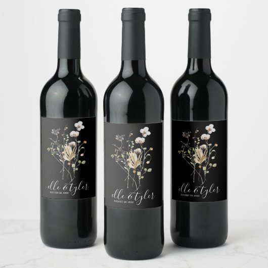 Wildblume Wedding Wine Bottle Label Weinetikett (Flaschen)