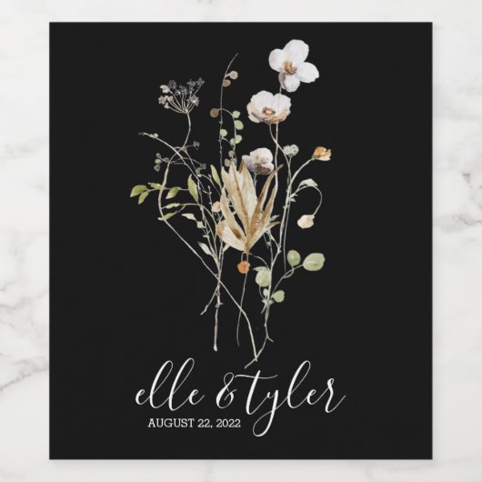 Wildblume Wedding Wine Bottle Label Weinetikett (Einzelnes Label)