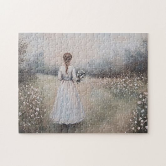 Wildblume "Weibchen in weißem Kleid" Puzzle (Horizontal)