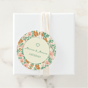 Wildblume Weinreben Rosa Grün Elegante Hochzeit na Geschenkanhänger