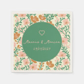 Wildblume Weinreben Rosa Grün Elegante Hochzeit na Serviette (Vorderseite)