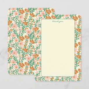 Wildblume Weinreben Rosa Grüne Elegante Blumenbeet Dankeskarte