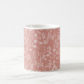 Wildblume Weiß auf Wassermelone rosa Kaffeetasse (Mittel)