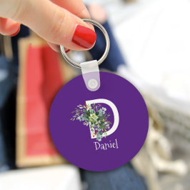 Wildblume weiß, lila schlüsselanhänger