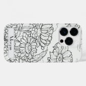 Wildblume Weiß und Schwarz Personalisiert Case-Mate iPhone Hülle (Rückseite (Horizontal))