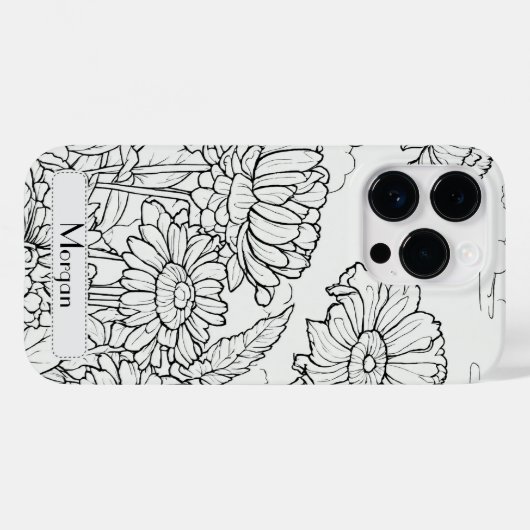 Wildblume Weiß und Schwarz Personalisiert Case-Mate iPhone Hülle (Rückseite (Horizontal))
