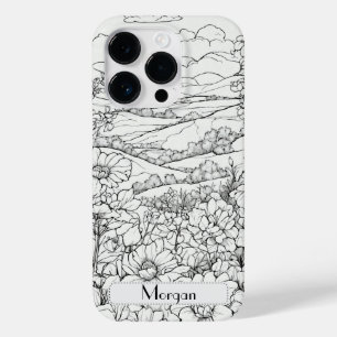 Wildblume Weiß und Schwarz Personalisiert Case-Mate iPhone 14 Pro Hülle