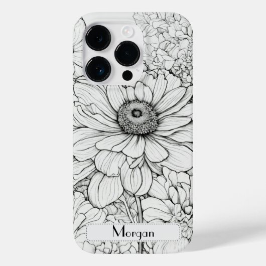 Wildblume Weiß und Schwarz Personalisiert Case-Mate iPhone Hülle (Rückseite)
