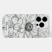 Wildblume Weiß und Schwarz Personalisiert Case-Mate iPhone Hülle (Rückseite (Horizontal))