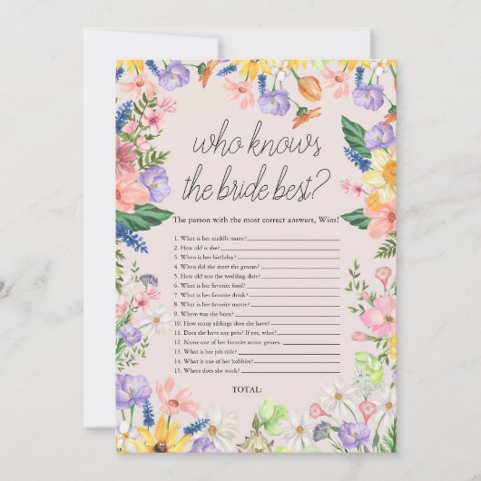 Wildblume Wer kennt die Bridge die Game Card? Einladung (Vorderseite)