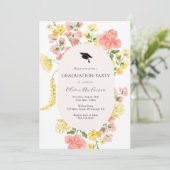 Wildblume Whimsical Floral Graduation Party Einladung (Stehend Vorderseite)