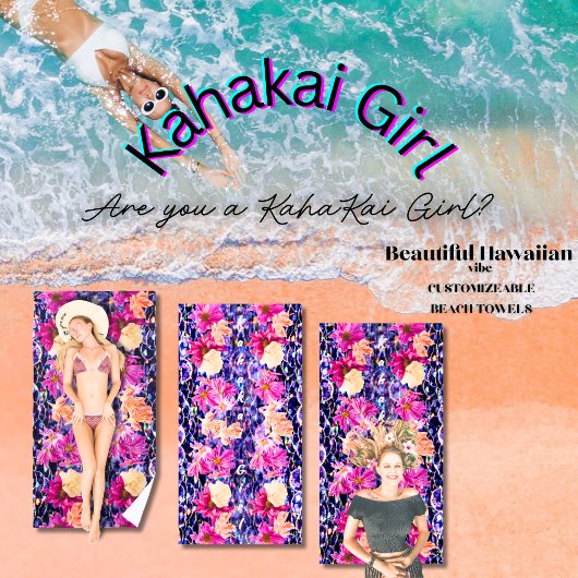 Wildblume Whimsical Glitzer Stone "Kahakai Girl" Strandtuch