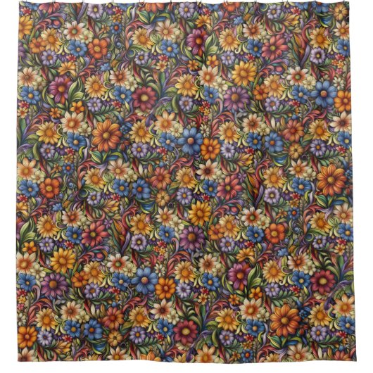 Wildblume Whimsy Duschvorhang (Vorderseite)