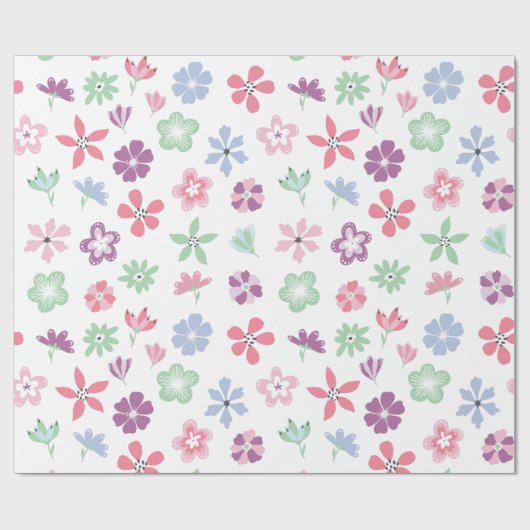 Wildblume Whimsy Floral Pattern Geschenkpapier (Flach)