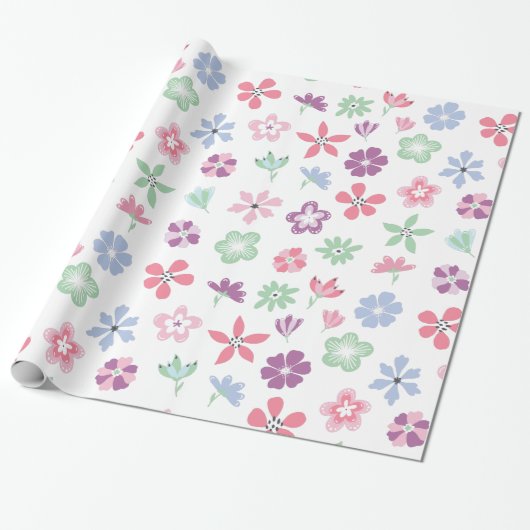 Wildblume Whimsy Floral Pattern Geschenkpapier (Ungerollt)