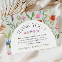 Wildblume White Floral Baby Dusche Danke Karte