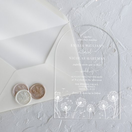 Wildblume White Simple Wedding Acryleinladungen
