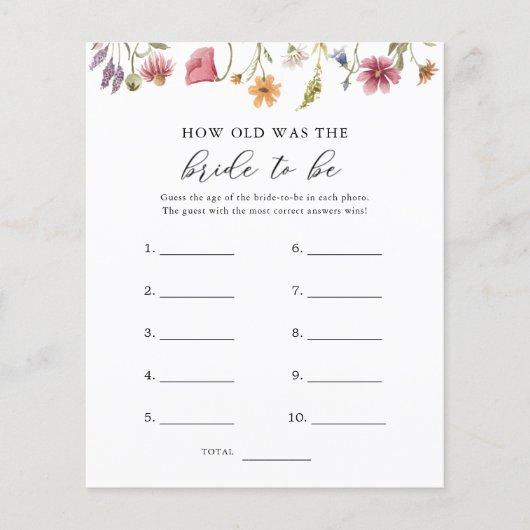 Wildblume, wie alt die Braut war, um zu spielen (Vorderseite)