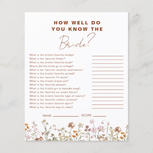 Wildblume Wie gut kennen Sie die Braut? Flyer (Vorne)