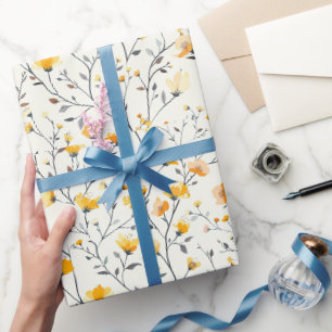 Wildblume Wiese, Aquarellboho Wilde Blume, vorher Geschenkpapier