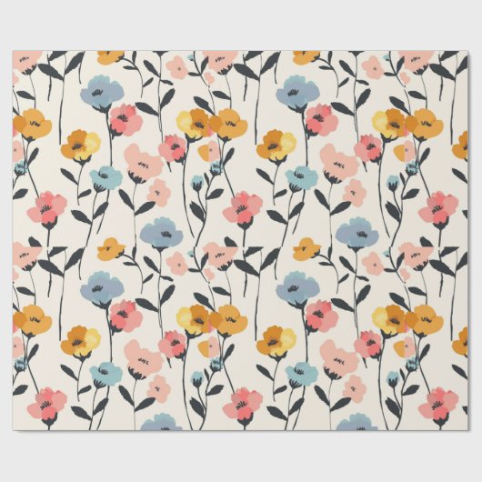 Wildblume Wiese, Aquarellboho Wilde Blume, vorher Geschenkpapier (Flach)