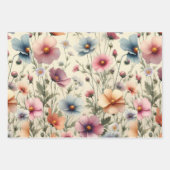 Wildblume Wiese Beige Hintergrund Geschenkpapier Set (Vorderseite 3)