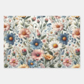 Wildblume Wiese Beige Hintergrund Geschenkpapier Set (Vorderseite 2)