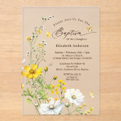 Wildblume Wiese Botanische Schmetterlinge Taufe Acryleinladungen (Vorderseite)