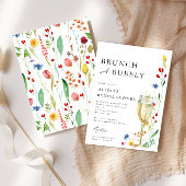Wildblume Wiese Brunch & Bubbly Pink Dusche Einladung