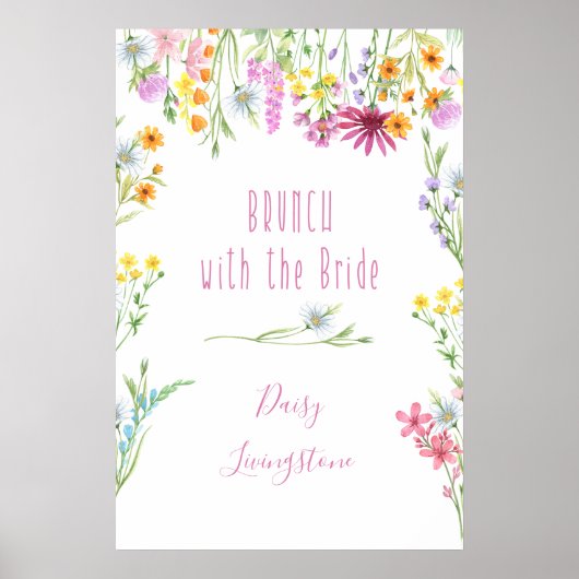 Wildblume Wiese Brunch mit Bride Welcome Poster (Vorne)