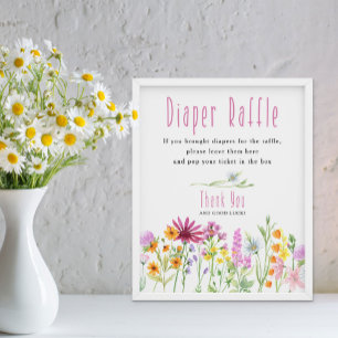 Wildblume Wiese Diaper Raffle Babydusche Poster