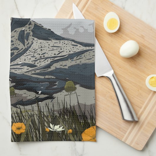 Wildblume Wiese Geschirrtuch (Viertel Falte)