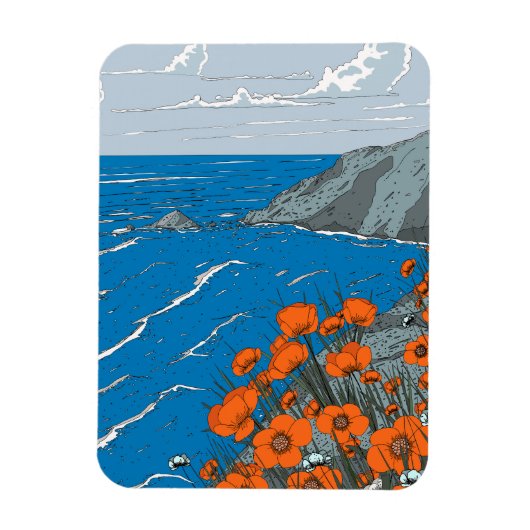 Wildblume Wiese Landschaft Magnet (Vertikal)