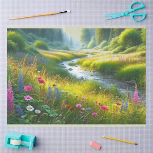 Wildblume Wiese Landschaft Seidenpapier (Basteln)