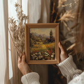 Wildblume Wiese Malerei Berglandschaft Poster