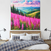 Wildblume Wiese mit Bergwelt Leinwanddruck (Insitu (Schlafzimmer))