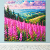Wildblume Wiese mit Bergwelt Leinwanddruck (Insitu (Holzboden))