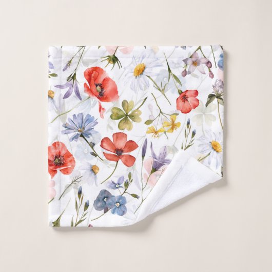 Wildblume Wiese mit Pflücken Badhandtuch Set (Waschlappen)