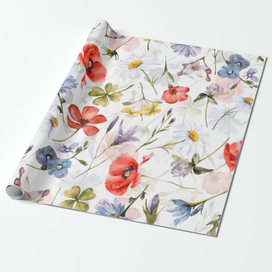 Wildblume Wiese mit Pflücken Geschenkpapier (Ungerollt)