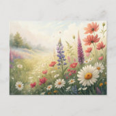 Wildblume Wiese Postcard - farbenfrohe Sommerblüte Postkarte (Vorderseite)