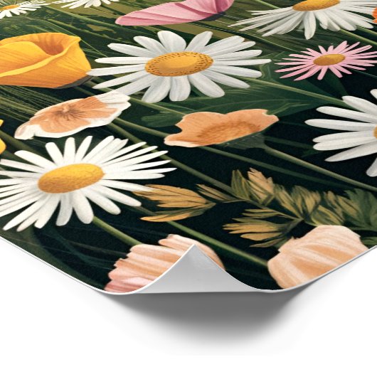 Wildblume Wiese Poster - Farbenfroh botanisch (Ecke)