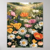 Wildblume Wiese Poster - Farbenfroh botanisch (Vorne)