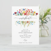 Wildblume-Wiese-Split-Rahmen Celebrate Einladung (Stehend Vorderseite)