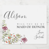 Wildblume-Wiese-Trauzeugin Schaumweinetikett (Einzelnes Label)