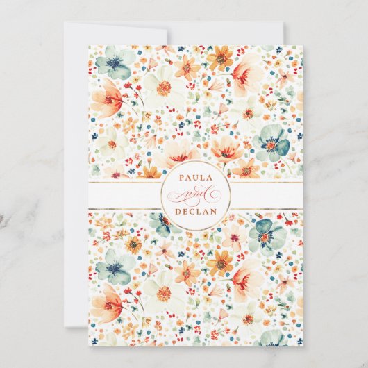 Wildblume Wiesen Garten Blumenfall Brautparty Einladung (Rückseite)