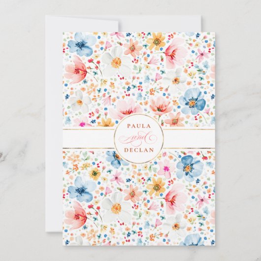 Wildblume Wiesen Garten Probe Abendessen Einladung (Rückseite)